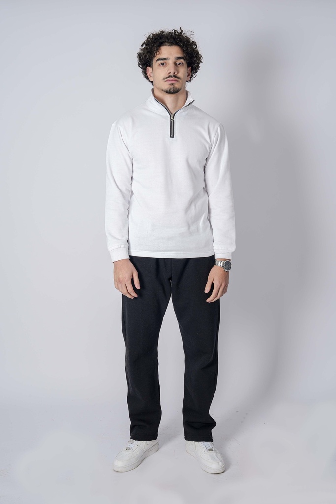 PULL HALF ZIP BLANC